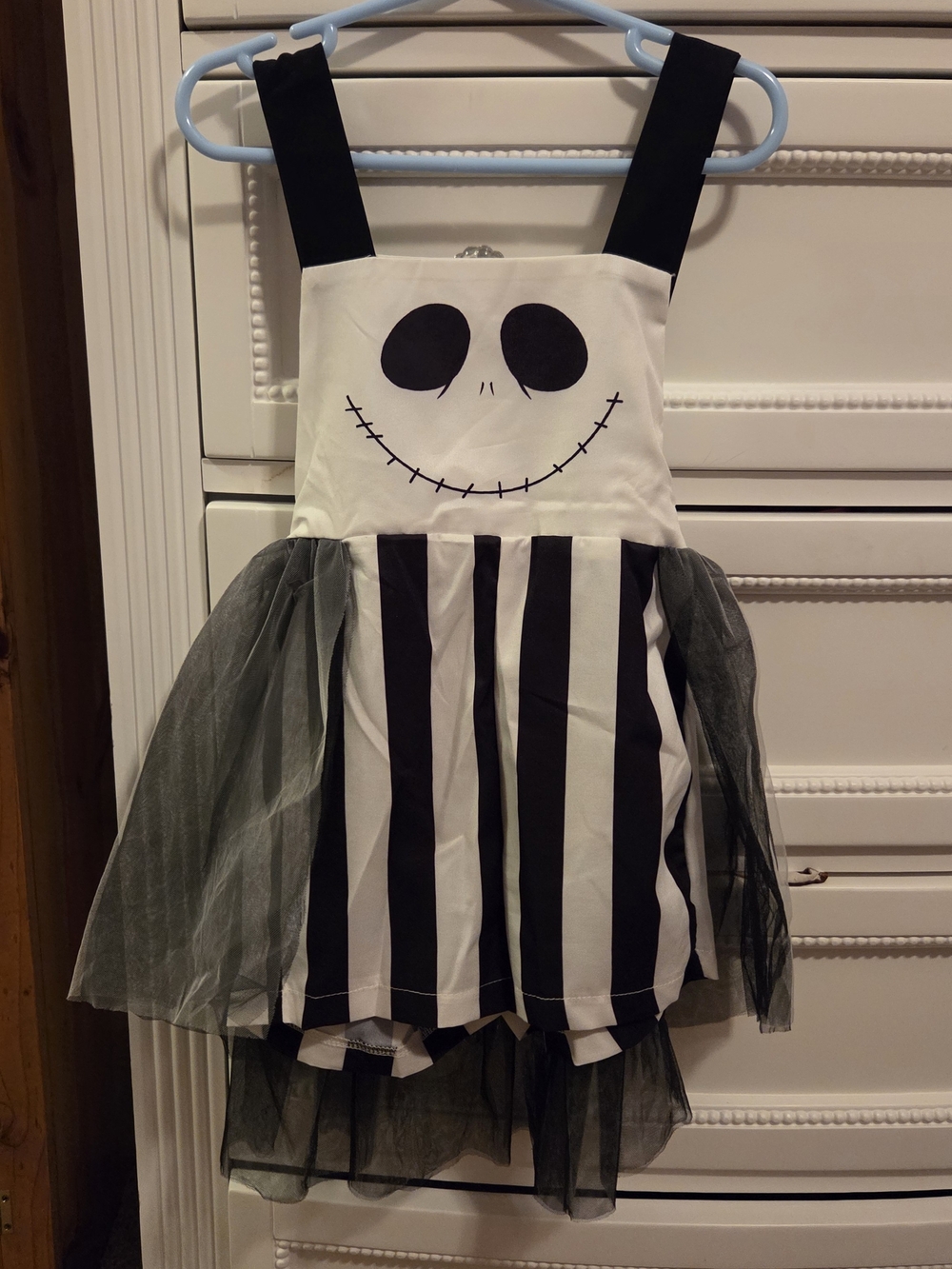 Jack Skellington Inspired Black & White Girls Costume Dress